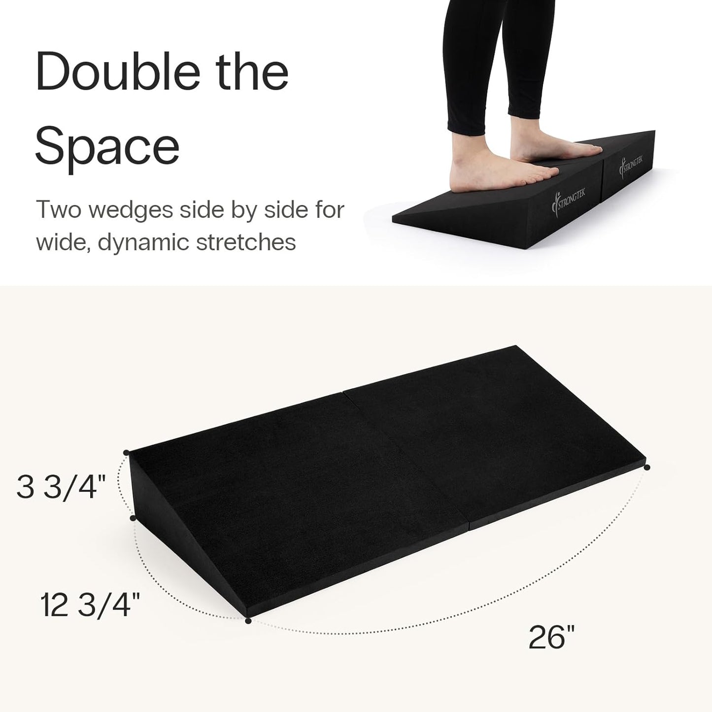 XL Foam Yoga Wedge Blocks, Set of 2, 16.5° Incline Slant Boards for Single or Dual Use, Stretching, Squats, Physical Therapy, Calf & Achilles Support, Balance & Rehab, 13" × 12.75" × 3.75"
