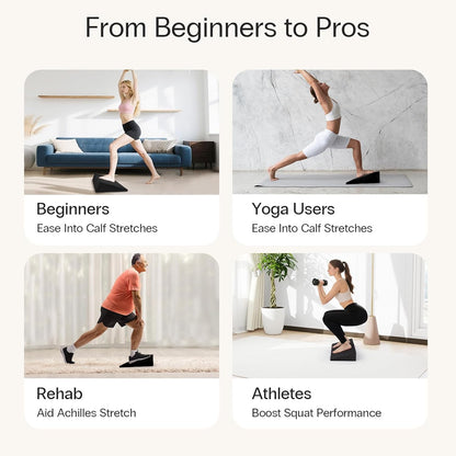 XL Foam Yoga Wedge Blocks, Set of 2, 16.5° Incline Slant Boards for Single or Dual Use, Stretching, Squats, Physical Therapy, Calf & Achilles Support, Balance & Rehab, 13" × 12.75" × 3.75"